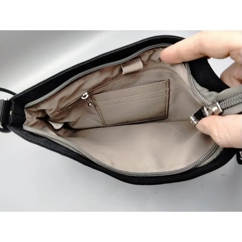 Baggallini Nylon Crossbody Black Purse w/ Outer Pockets 11x7